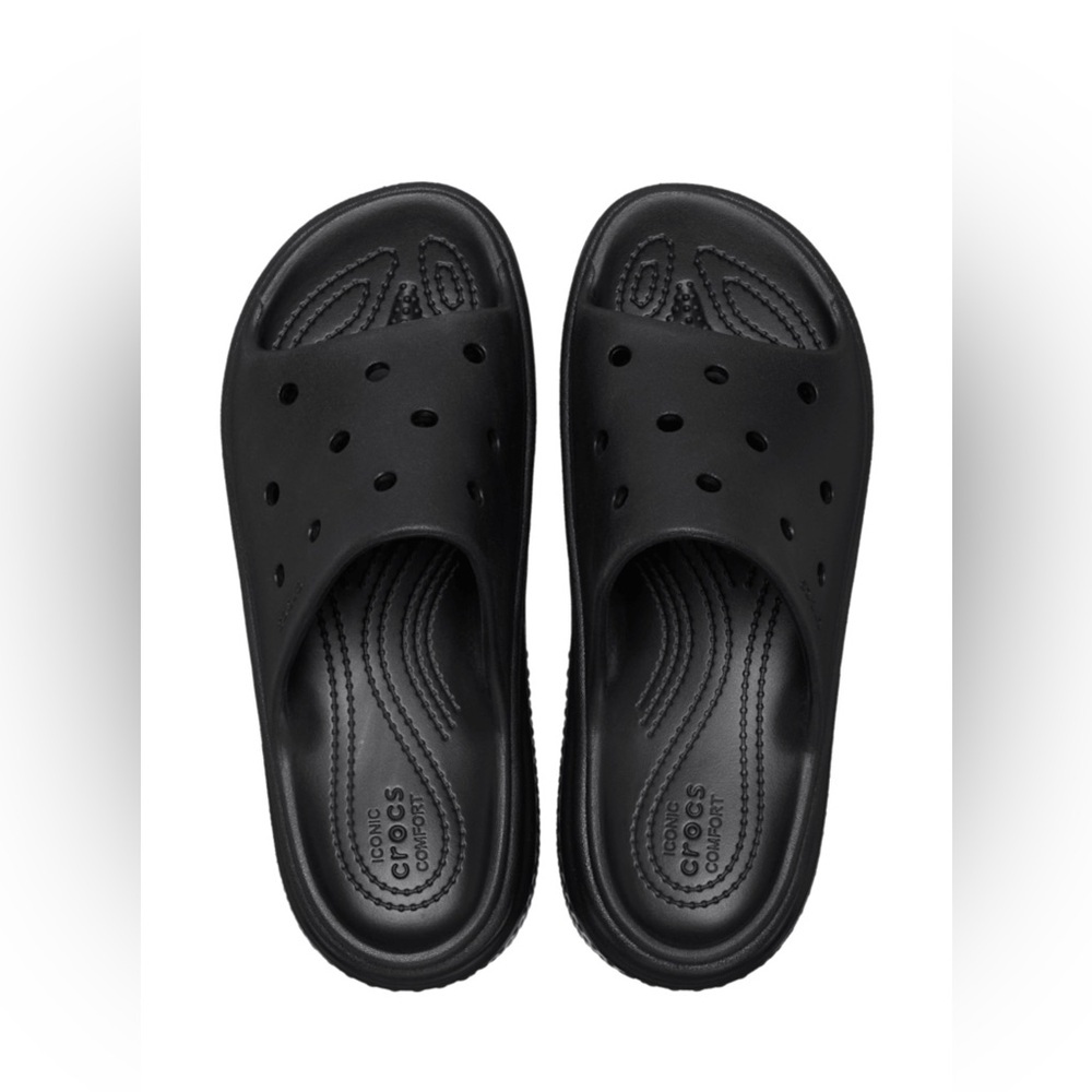 Crocs Stomp Unisex Platform Black Slides Sz W 11 M 9 NWT - Picture 4 of 6